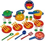 Emma's Kitchen großes Topfset | Buntes, robustes Geschirr | Mit Schnellkochtopf, Kochlöffel, Pfanne und vielem mehr | Verpackungsmaße: 29,5 cm x 14,75 cm x 24 cm | Spielzeug für Kinder ab 2 Jahren