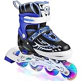 Hikole Inliner für Kinder und Erwachsene, Verstellbare Kinder Inline Skates Rollschuhe mit Allen Leuchtenden Rädern, Inliner Skates Klingen für Anfänger Jungen Mädchen Herren Damen, L(39-42)