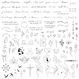 BETESSIN 3 Bögen Temporäre Tattoos 2 Wochen - Fake Tattoos mit 100+ Motiven - Klebetattoos Erwachsene - Wasserfeste Tattoos zum Aufkleben - Klebe Tattoo für Frauen und Mädchen