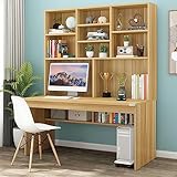 Kompakter Computertisch mit Bücherregal, 99,1 cm, Holz-Arbeitstisch für kleine Räume, ideal für Teenager und Studenten, Heimbüro, Schreibtisch mit Stall, stilvolles braunes Finish
