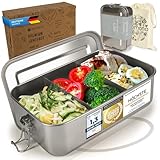 Dimono® Lunchbox Brotdose 1400ml Auslaufsichere Bento-Box Brotzeit-Dose aus Edelstahl; Wasserdichte Nachhaltige Dose mit Fächer & Dichtungen