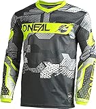 O'NEAL | Motocross-Shirt langarm | Kinder | MX MTB Mountainbike | Leichtes Material, ergonomischer Slim Fit Schnitt für perfekte Passform | Element Youth Jersey Camo V.22 | Grau Neon-Gelb | XL