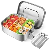 NVIYAM Brotdose Edelstahl, Uslaufsichere Brotdose mit Herausnehmbarer Trennwand, Brotzeitdose mit Trennwänd, Lunchbox, Vesperdose, Pausenbrot, für Erwachsene & Kinder - BPA-frei - Silber