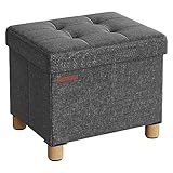 SONGMICS Sitzhocker mit Stauraum, kleine klappbare Sitzbank, 32 x 40 cm Fußbank, Aufbewahrungsbox, bis 300 kg belastbar, für Wohnzimmer Schlafzimmer Schlafsaal, schiefergrau LSF012G11