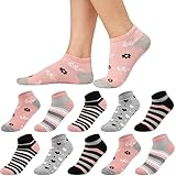 Sneaker Socken Damen 39-42, 10 Paar Baumwolle Kurze Socken Mädchen Söckchen, Mehrfarbige Sneakersocken Bunte Damensocken mit Streifen Pünktchen