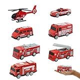 LAPONO 7 Pcs Feuerwehrauto Set Spielzeug Feuerwehr Spielzeug Fire Trucks Feuerwehr Auto Toy Legierung Modelle Autos Feuerwehr Spielzeugauto Fahrzeuge Hubschrauber Rettungsfahrzeug für Kinder