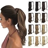 Sofeiyan Pferdeschwanz Haarteil Lockig Haarverlängerung Extension Pferdeschwanzverlängerung Synthetisches Natürliches Gewelltes Haarteil Wrap Around Pony Tail Hair Extensions 38cm