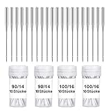 Wamkon 40 Stücke Nähmaschine Nadel Set, 90/14 und 100/16 Nähen Maschine Nadel, Universal Nähmaschine Nadeln Set für Haushalt Nähen