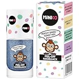 MINICO Premium Kinder Nagellack Glitzer Blau, abziehbar, dermatologisch-getestet, kindgerecht, nachhaltig, vegan, wasserbasis, peel-off entfernbar