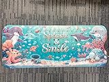 Extra lange Duschmatte rutschfest Anti-Schimmel 40 x 100 cm Badewannenmatte Duschmatten mit Saugnäpfen und Abflusslöchern Badematte für Nassraum (Tieralphabet) (Maritime Welt, 40 x 100 cm)