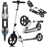 GHBXJX Scooter 230mm Giant XXL Wheel, Kinder Roller Erwachsene mit Federung | Cityroller für Erwachsene klappbar und höhenverstellbar | Tretroller Erwachsene | Cityroller Kinder ab 6+,Weiß