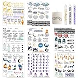 ZELAITE 16PCS Kerzentattoos Ramadan, Eid Mubarak kerzentattoos, Kerzen dekorieren, wasserschiebefolie kerzen, kerzen beschriften folie, kerzentattoos stabkerzen sprüche für Glückslicht (B)