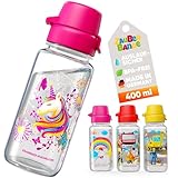 Zauberbande Trinkflasche Kinder auslaufsicher – Einhorn – 400 ml – Kinder Trinkflasche Kohlensäure geeignet, BPA-frei aus Tritan, spülmaschinenfest, Easy-Clean – Made in Germany