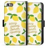 Klapphülle kompatibel mit Apple iPhone 7 Handyhülle aus Kunst Leder schwarz Flip Case Zitrone Spruch Statement