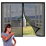 Fliegengitter Fenster 204 x 180 cm Insektenschutz Fliegengitter Fenster Magnet Mückenschutz Ohne Bohren Total Magnetisch, Automatik-Verschluss für Innen Außen, Schwarz