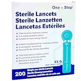 200 x One Step Lanzetten 23 G I Sterile Einweglanzetten I Blutlanzetten I Sicherheitslanzetten für Blutentnahme I Blutzuckermessung I Passend für alle gängigen Stechhilfen