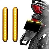 evermotor 12V 12 LED E-geprüfte Motorrad Kennzeichenbeleuchtung Universal Mini Wasserfest IP68 für Roller ATV Off-Road Fahrzeug, Bernstein Lichtleiste 2 Stück