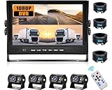 CAMECHO RV Rückfahrkamera Set 4 Kameras Set,Videoaufzeichnung 9 Zoll LCD Monitor DVR+4 Geteilte Rück und Vorder Kamera, Weitwinkel, IP68 wasserdicht, 18IR Nachtsicht, für LKW/Anhänger/Bus/Van 12V-35V