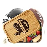 Thiger Personalisierte Lunchbox mit Namen – Edelstahl Brotdose mit Bambusdeckel – American Football Motiv – für Schule, Arbeit, Sport & Freizeit