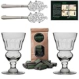 ALANDIA Absinth Zubehör Set Pontarlier Premium | 2X Handgemachte Absinth Gläser | 2X Absinth Löffel | 1X Absinth Zuckerwürfel