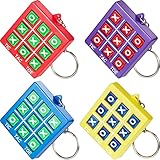 Otuuz 16 Stück Tic Tac Toe Spiel Schlüsselanhänger für Kinder Alter 8-12 Tic Tac Toe Mitbringsel Kunststoff Schlüsselanhänger für Mini Rucksack Geburtstag Jungen Mädchen (Rot, Blau, Gelb, Lila)