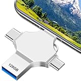 4 in 1 Speicherstick USB Stick 128GB, Große Kapazität USB-Stick 3.0 USB, Externe Speichererweiterung Flash-Laufwerk für Smartphone/OTG Android/Laptop/PC, geeignet für Reisen und Büro