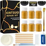 deuvuo Kintsugi Reparatur Set, Gold Japanisches Kintsugi Set Zum Einfachen Wiederbeleben Ihrer Zerbrochenen Keramik, Porzellan, Tasse, Schüssel, Glas, Vase - Kintsugi Repair Kit Für Anfänger