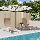 ShGaxin Sonnenliegen 2 Stk. Taupe Textilene & Pulverbeschichteter Stahl, Gartenliege, Liegestuhl, Sonnenstuhl, Sonneninsel Outdoor, Liegen, Gartenmöbel, Bäderliege, Relaxliege - 312477