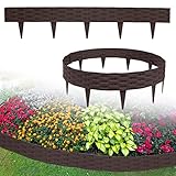 Suusolny 20m Rasenkante Rattan-Imitat-Kunststoff Beetumrandung Dekoration beetbegrenzung Garden Border Garten randsteine Braun-20 Stück