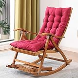 TMKDNNKG Barhocker, tragbarer Loungesessel, Schaukelstuhl aus Bambus, Liegestuhl für den Außenbereich, Schwerelosigkeitsstuhl, zusammenklappbar, verstellbar, mit Kissen, maximale Belastung 200 kg