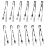 Nutabevr 12 Stück Edelstahl Eiswürfelzange, Servierzange Edelstahl Eiszange Set, Salatzange Gebäckzange Süßigkeiten Candy Clip, Kochen und Servieren, für Hochzeit Bar Party Büfett Grill Picknick