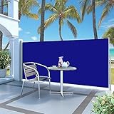 Tidyard Ausziehbare Seitenmarkise,Sichtschutz,Sonnenschutz,Seitenrollo für Balkon,Terrasse,Garten 140x300 cm Blau