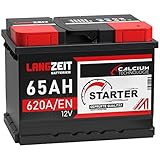 LANGZEIT Starter Serie 12V 44Ah - 105Ah Autobatterie Starterbatterie, KFZ PKW Batterie (65Ah)