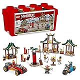 LEGO 71787 NINJAGO Kreative Ninja Steinebox, Spielzeug Aufbewahrungskiste mit Ninja-Auto und Motorrad, Dojo und Minifiguren für Kinder ab 5 Jahren