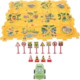 ORFOFE Dinosaurier Puzzle Track Set DIY Auto für Kleinkinder Kreatives Montagespielzeug Sicheres Lernspielzeug Verkehrswissen und Feinmotorik Geeignet Ab Jahren