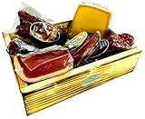 BAVAREGOLA Geschenkekiste mit Südtiroler Spezialitäten die '6er Marende' - Präsentkorb gefüllt mit Speck, Käse, Salami & Schinken von Viktor Kofler/Lana - Genuss Geschenk für Männer & Frauen