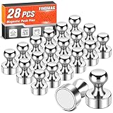 FINDMAG Silberne Kühlschrankmagnete, kleine und starke Magnete für Whiteboard, Kühlschrank, Klassenzimmer-Dekoration, Küchenutensilien, 28 Stück