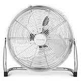 H.Koenig Bodenventilator JOE32, 45cm, 100W, 3 Geschwindigkeiten, Einstellbare Neigung, 3 Blätter, Rutschfeste Füße, Geräuschlos, Verchromtes Metall