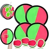 PATEMZON Klettballspiel, 4 Paddel und 4 Bälle, Klettballspiel Catch Ball Set, Ballspiele für Draußen, Strandspiel Kinder Spaß im Freien Spiel für Kinder Fangball-Spiel