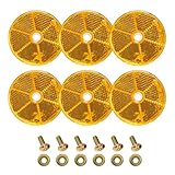 KOVSGQ Katzenaugen Reflektoren Anhänger Reflektoren Rückstrahler Rund Seitenstrahler Orange 6Stk 60mm für Anhänger KFZ PKW Traktor LKW Wohnwagen Wohnmobile Anschraubbar mit Schrauben