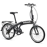 TRETWERK 20 Zoll E-Bike Klapprad - Akimbo - Faltrad Pedelec mit 8 Gang Kettenschaltung - klappbares Elektrofahrrad mit Heckmotor 50Nm - anthrazit