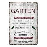 Retro Gartenregeln Schild-Blechschilder Garten mit Sprüchen,Metallschild Garten Outdoor Deko Geschenke für Gartenliebhaber 20x30cm