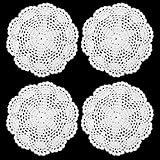 Apausvcm 4 Stück Spitze Platzdeckchen,19cm Rund Deckchen Häkeln,Kleine Handgehäkelte Deckchen,Weiß Handgefertigte Spitze Untersetzer,Weiße Vintage-Häkeldeckchen,für Küche Esszimmer Party Hochzeit