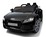 FINOOS Kinder elektroauto A.U.D.I. TTRS 12V Elektroauto für Kinder, mit Fernbedienung 2,4GHz, Akku: 12V, 4,5Ah, 2 x Motor 30 Watt (Schwarz)