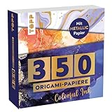 350 Origami Block Colorful Ink: 350 Falt-Papiere (14 x14 cm, 80 g/m²), in 25 Designs, davon 50 Papiere mit Metallic-Folie, 20 Seiten Origami-Grundkurs, Softcover (Origami Blöcke / Faltblätter)