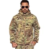 ANTARCTICA Herren Outdoor Wasserdichte Softshelljacke mit Kapuze Militär Taktische Jacke, Cp Camouflage, L