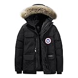 MEYOCEYO Winterparka Herren Parka Jacke Gefüttert Winterjacke Warme Jacke Outdoor Kapuzenjacke Winddicht Parka Schwarz XL