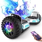 8,5 Zoll All-Terrain Hoverboard, mit Bluetooth und LED-Licht, starker Doppelmotor, geeignet für Erwachsene und Kinder, Silber