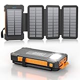 Solar Powerbank 26800 mAh, Powerbank USB-C 18W Schnellladung für iPhone Samsung und mehr, IPX7 wasserdichte Outdoor Externe Akkus mit Taschenlampen-Dauerlicht/SOS/Stroboskop
