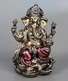 JORAE Ganesha-Statue, Elefanten-Buddha, sitzend auf Lotus-Sockel, Herr Segen, Heimdekoration, Hindu-Gott, Sammlerstück, antike Bronze-Finish, Meditationsfigur, 18,3 cm, Polyresin